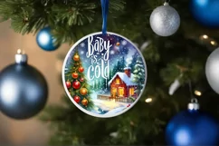 Round Christmas Scene Baby It's Cold Outside Ornament PNG Product Image 1