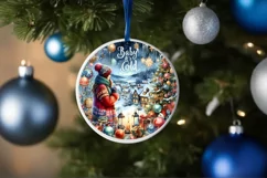 Round Christmas Scene Baby It's Cold Outside Ornament PNG Product Image 4