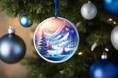 Round Winter Scene Tour Eiffel Ornament PNG Product Image 4