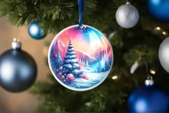 Round Winter Scene Tour Eiffel Ornament PNG Product Image 4