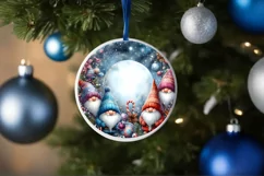 Winter Gnomes Round Ornament Sublimation PNG Product Image 1
