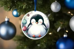 Penguin Round Ornament Sublimation PNG Product Image 1
