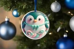 Melting 3D Penguin Christmas Ornament PNG Product Image 1