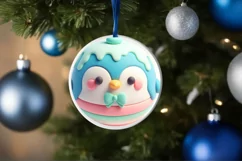 Melting 3D Penguin Christmas Ornament PNG Product Image 1