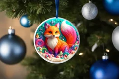 Round 3D Marzipan Christmas Fox Ornament PNG Product Image 1
