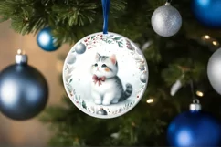 Watercolor Cat Christmas Ornament PNG Product Image 4