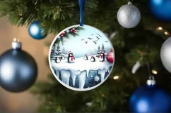 3D Watercolor Winter Penguins PNG Product Image 4