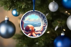 Snow Wall Octopus Digital Painting Sublimation PNG Product Image 4