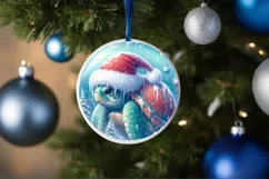 Digital Painted Turtle Christmas Ornament PNG Product Image 1