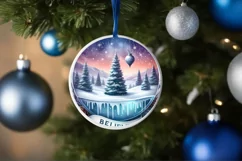 Round Winter Scene Believe Ornament PNG Product Image 4