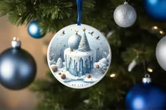 Round Winter Scene Believe Ornament PNG Product Image 4