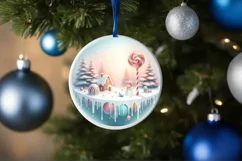 Round Melting Winter Scene with Candies Ornament PNG Product Image 4