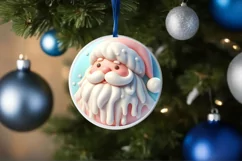 Santa with deer Round Ornament Sublimation PNG Product Image 4
