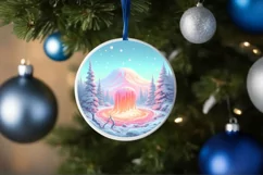 Winter Scene Digital Painting Christmas Ornament Product Image 4