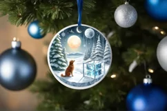 Winter Scene with Dog Sublimation PNG Product Image 1