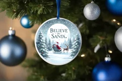 Winter Scene Believe in Santa Round Ornament Sublimation PNG Product Image 4