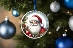 Santa Round Ornament Sublimation PNG Product Image 4