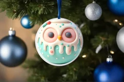 Pastel Owl Christmas Ornament PNG Product Image 4