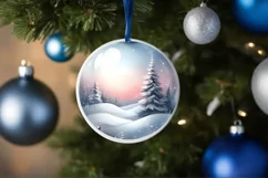 Winter Scene Round Ornament Sublimation PNG Product Image 4