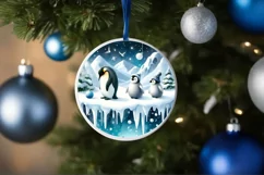 Winter Scene with Penguins Christmas Ornament PNG Product Image 4
