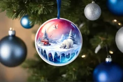 Round Melting Winter Scene with Polar Bear Ornament PNG Product Image 1
