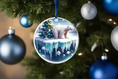 Round Melting Winter Scene with Polar Bear Ornament PNG Product Image 1