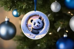 Snow Panda Wall Painting Sublimation PNG Product Image 4