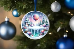 3D Round Christmas Ornament Sublimation PNG Product Image 1