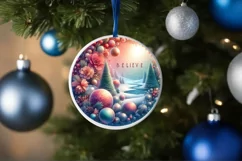 3D Round Christmas Ornament Sublimation PNG Product Image 1