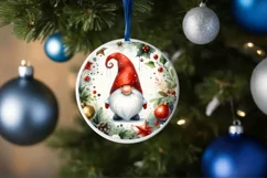 Gnome Christmas Round Ornament Sublimation PNG Product Image 4