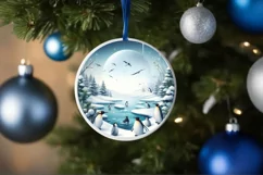 Winter Penguins Round Ornament PNG Product Image 4