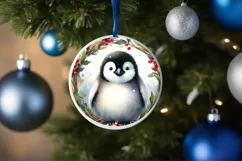 Penguin Round Christmas Ornament Sublimation PNG Product Image 4