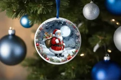 Santa Zebra Portrait Round Ornament PNG Product Image 4