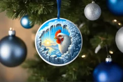 Melting Ice Wall Chicken Round Ornament PNG Product Image 4