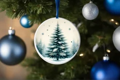 Christmas Tree Round Ornament Sublimation PNG Product Image 1