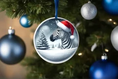 Zebra Portrait Christmas Ornament PNG Product Image 4