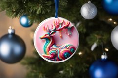 Deer Round Ornament Sublimation PNG Product Image 1