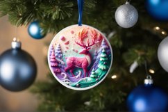 Deer Round Ornament Sublimation PNG Product Image 1