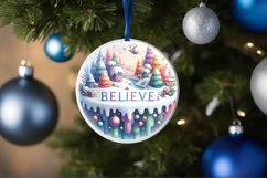 Winter Scene with Large Text Christmas Round Ornament Product Image 4