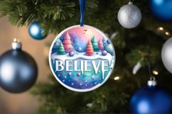 Winter Scene with Large Text Christmas Round Ornament Product Image 1
