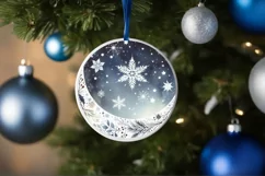 Snowflake Christmas Round Ornament Sublimation PNG Product Image 4