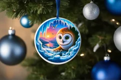 Melting Ice Wall Owl Round Ornament PNG Product Image 4