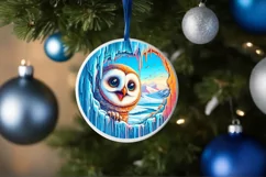 Melting Ice Wall Owl Round Ornament PNG Product Image 4