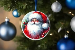 Santa Christmas Round Ornament Sublimation PNG Product Image 1