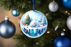 Winter Scene with Polar Bear Round Ornament Sublimation PNG Product Image 4