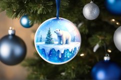 Winter Scene with Polar Bear Round Ornament Sublimation PNG Product Image 4