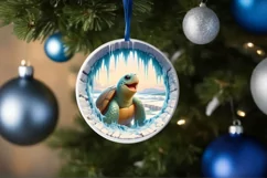 Melting Ice Wall Turtle Round Ornament PNG Product Image 4