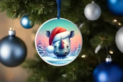 3D Rhino Santa Hat Ornament Sublimation PNG Product Image 4