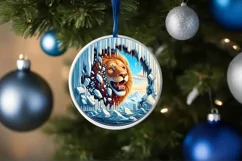 Digital Painting Melting Ice Wall Lion Round Ornament Product Image 4