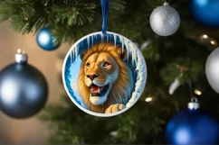 Melting Ice Wall Lion Round Ornament PNG Product Image 4